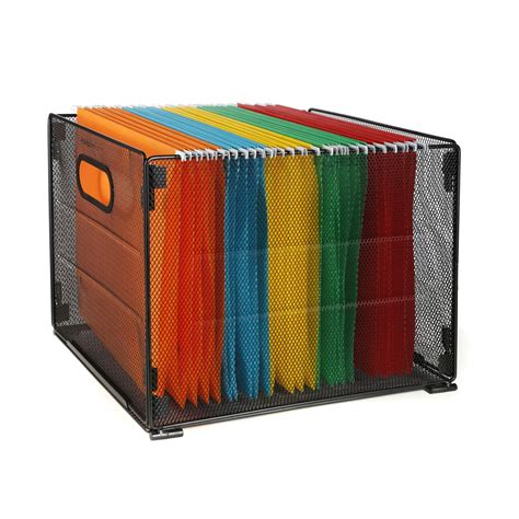 metal hanging file folder box|metal brackets to hold files.